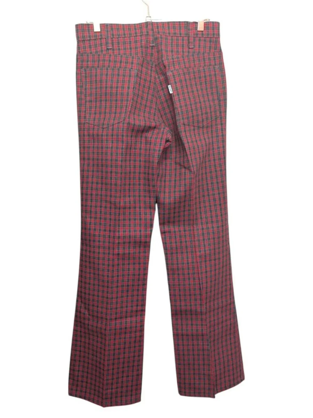Vintage 1970s LEVI'S STA-PREST SLACKS Red PLAID Pants 30 X 32 White Tab